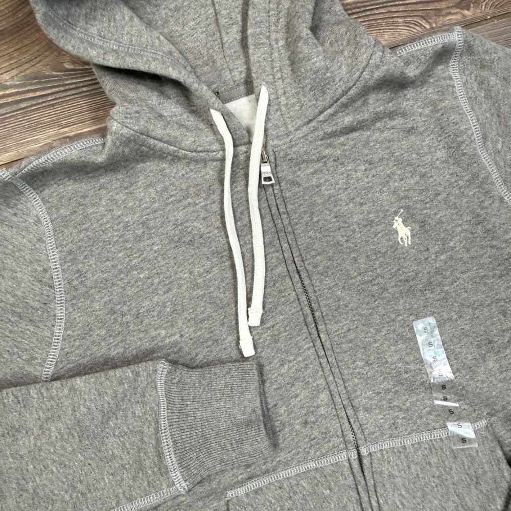 Polo Ralph Lauren Women Size Small Zip Hoodie Heather Grey Pony NEW Cut Label